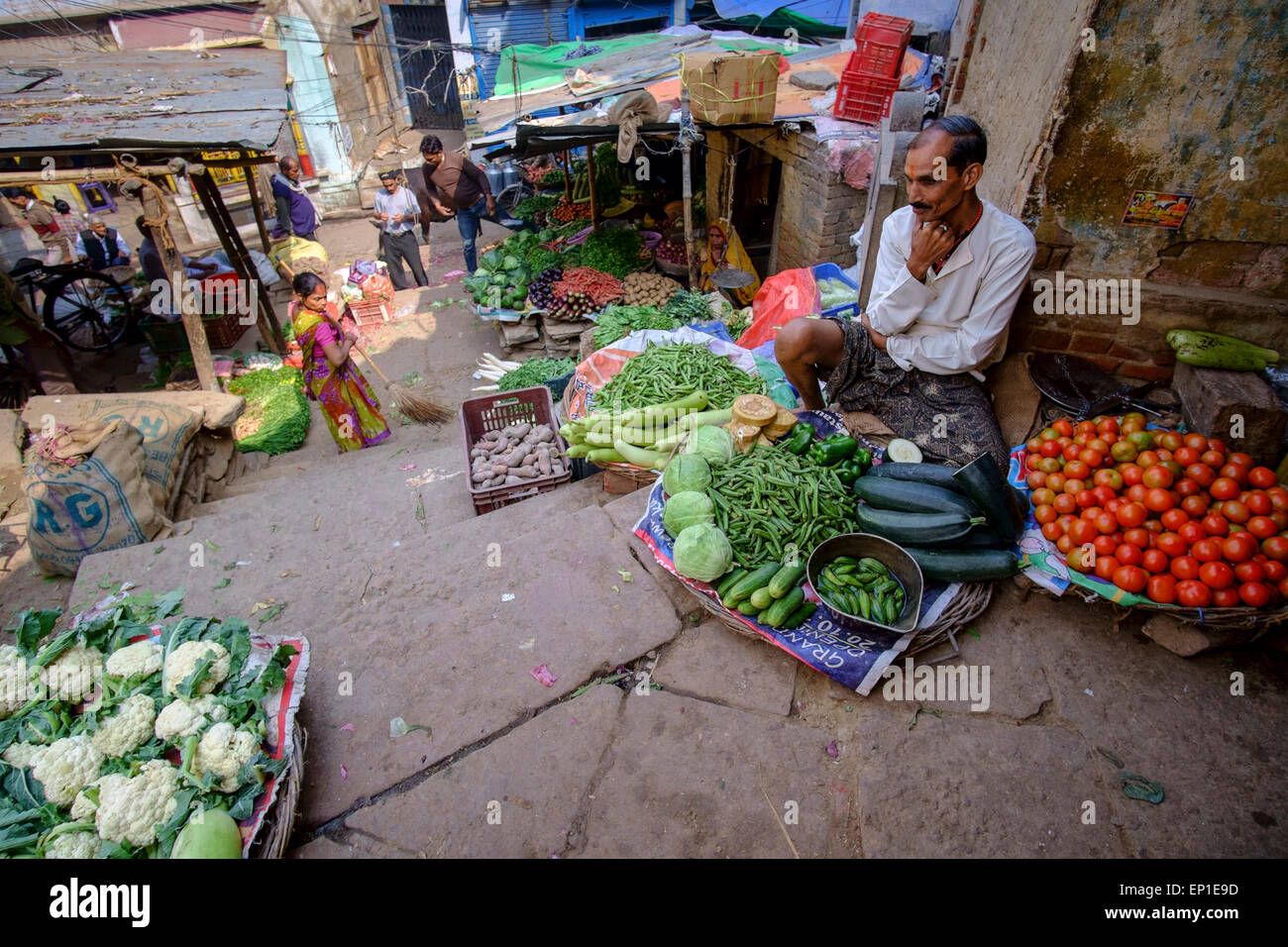 Vegetable market in Varanasi Stock Photo Alamy