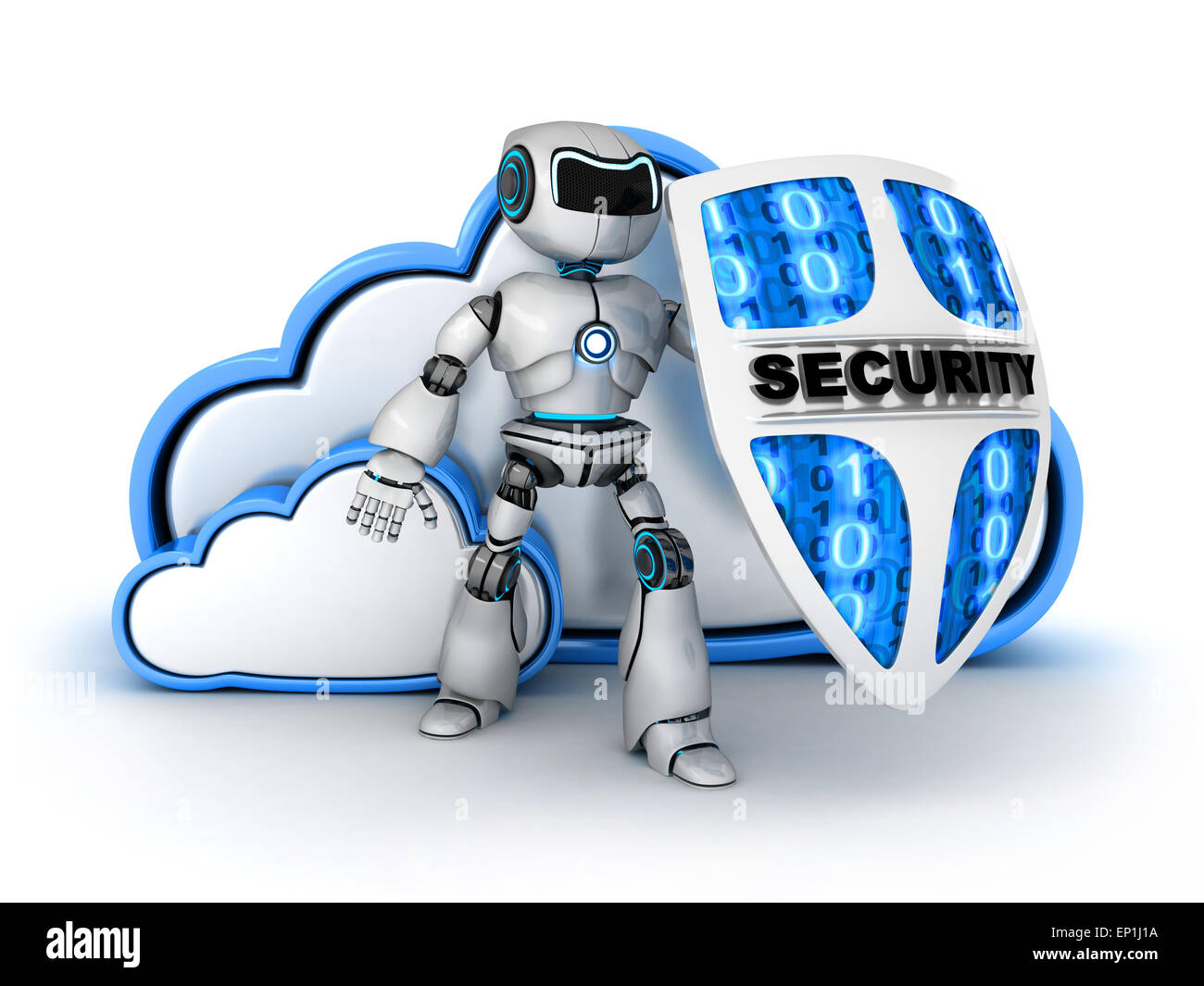 Blue Cloud security (done in 3d) Stock Photo