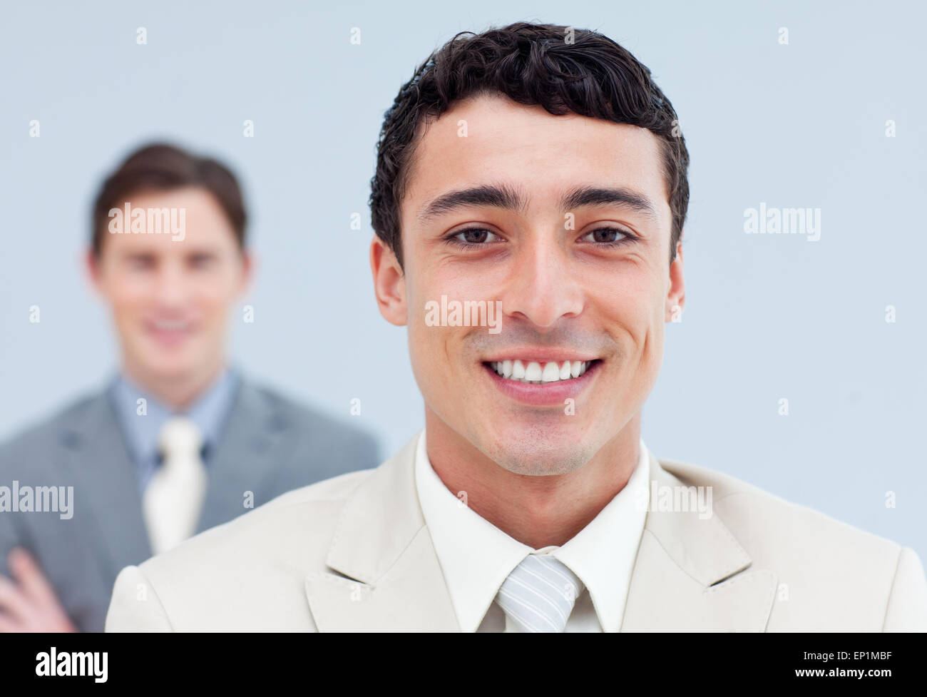 Charming business people standing in a row Stock Photo - Alamy