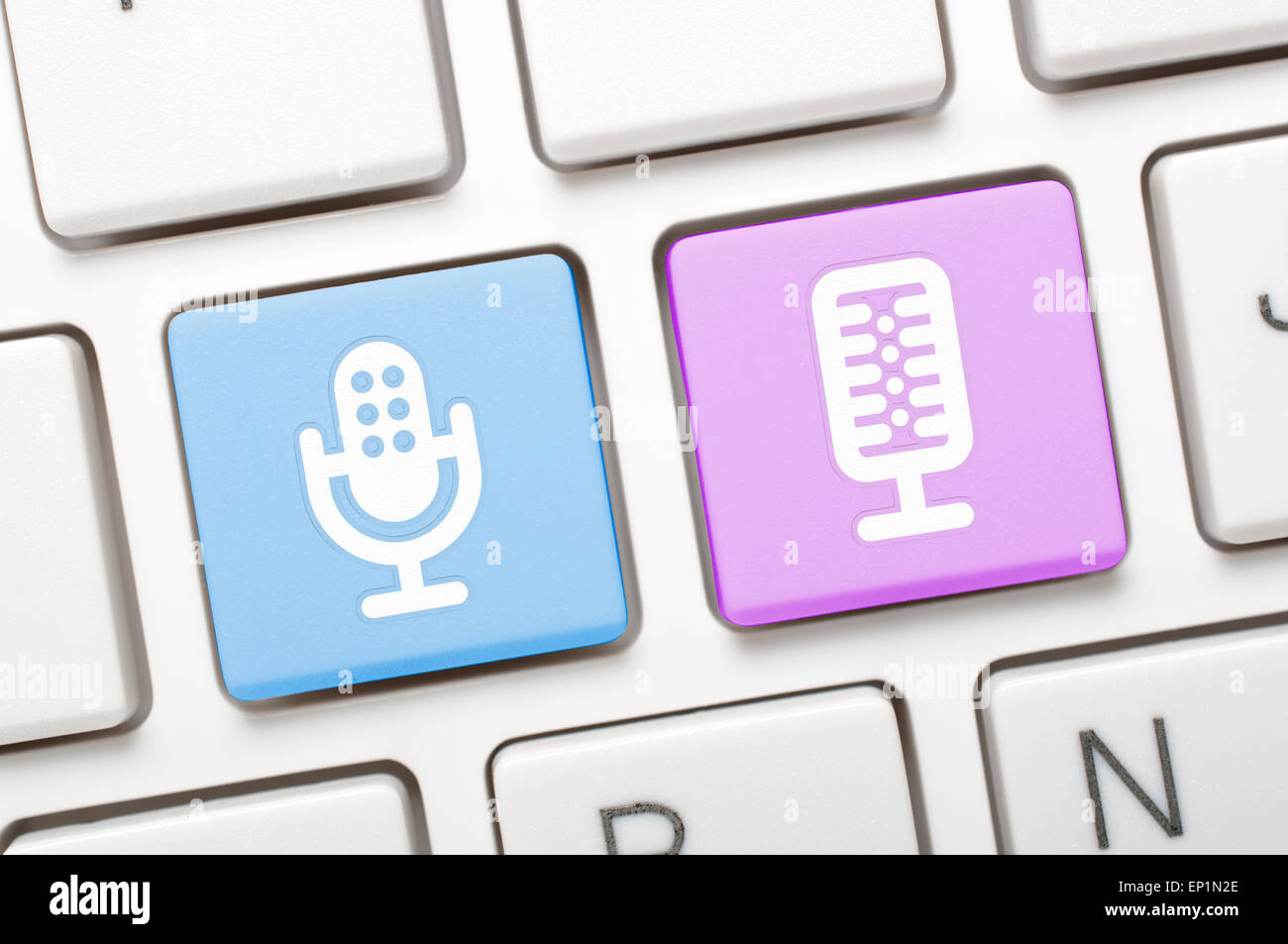 Microphone key on keyboard Stock Photo Alamy