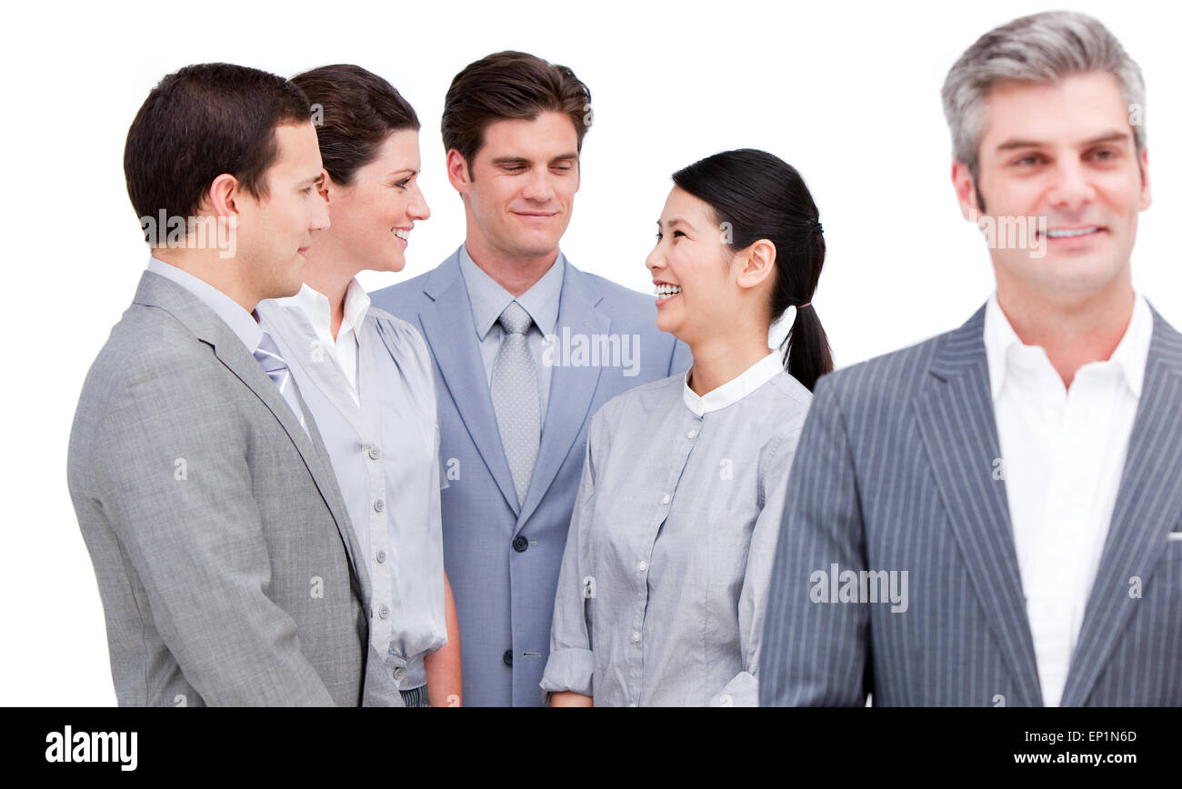International business team against a white background Stock Photo - Alamy