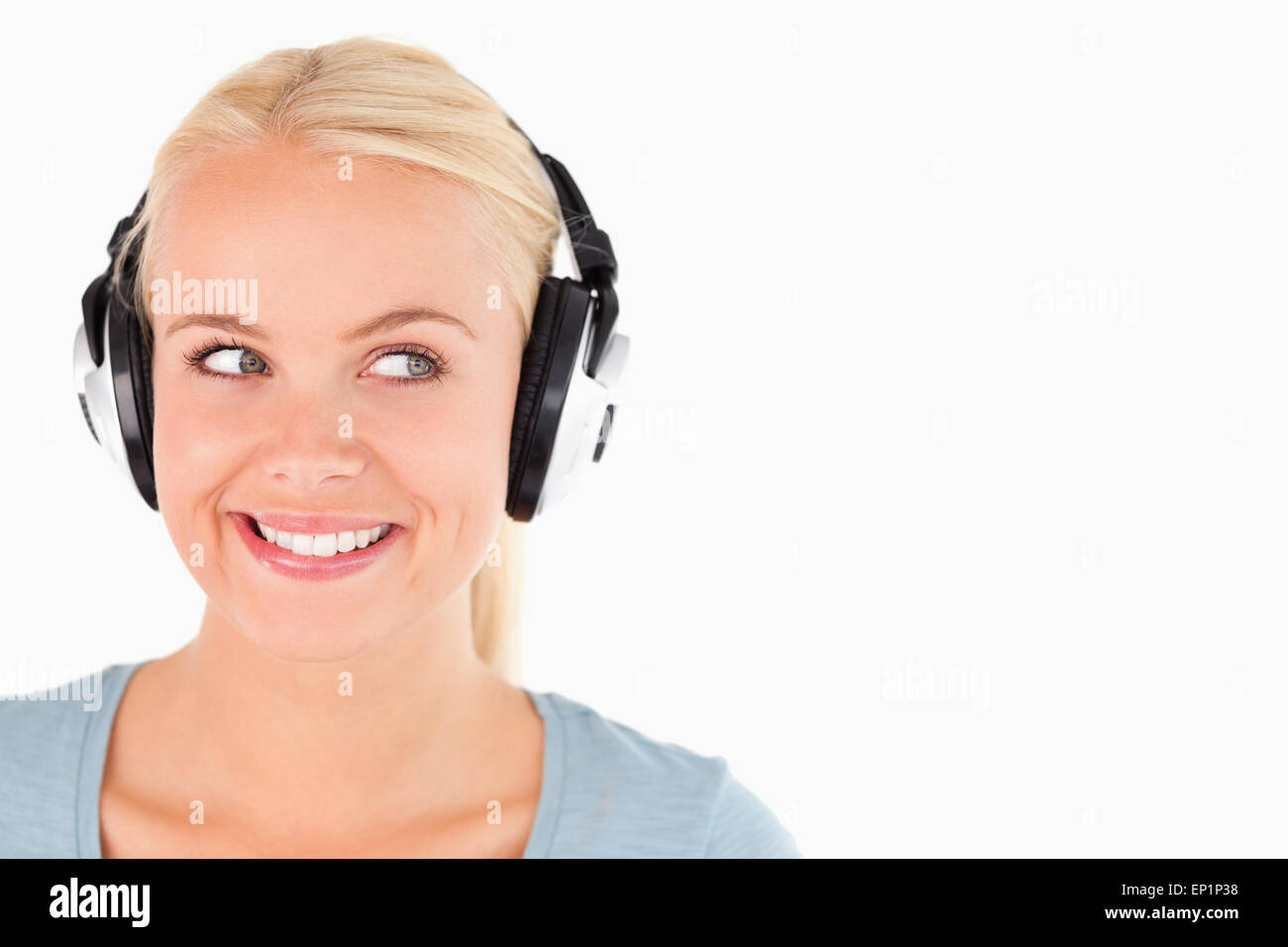 Portrait of a woman with headphones Stock Photo - Alamy