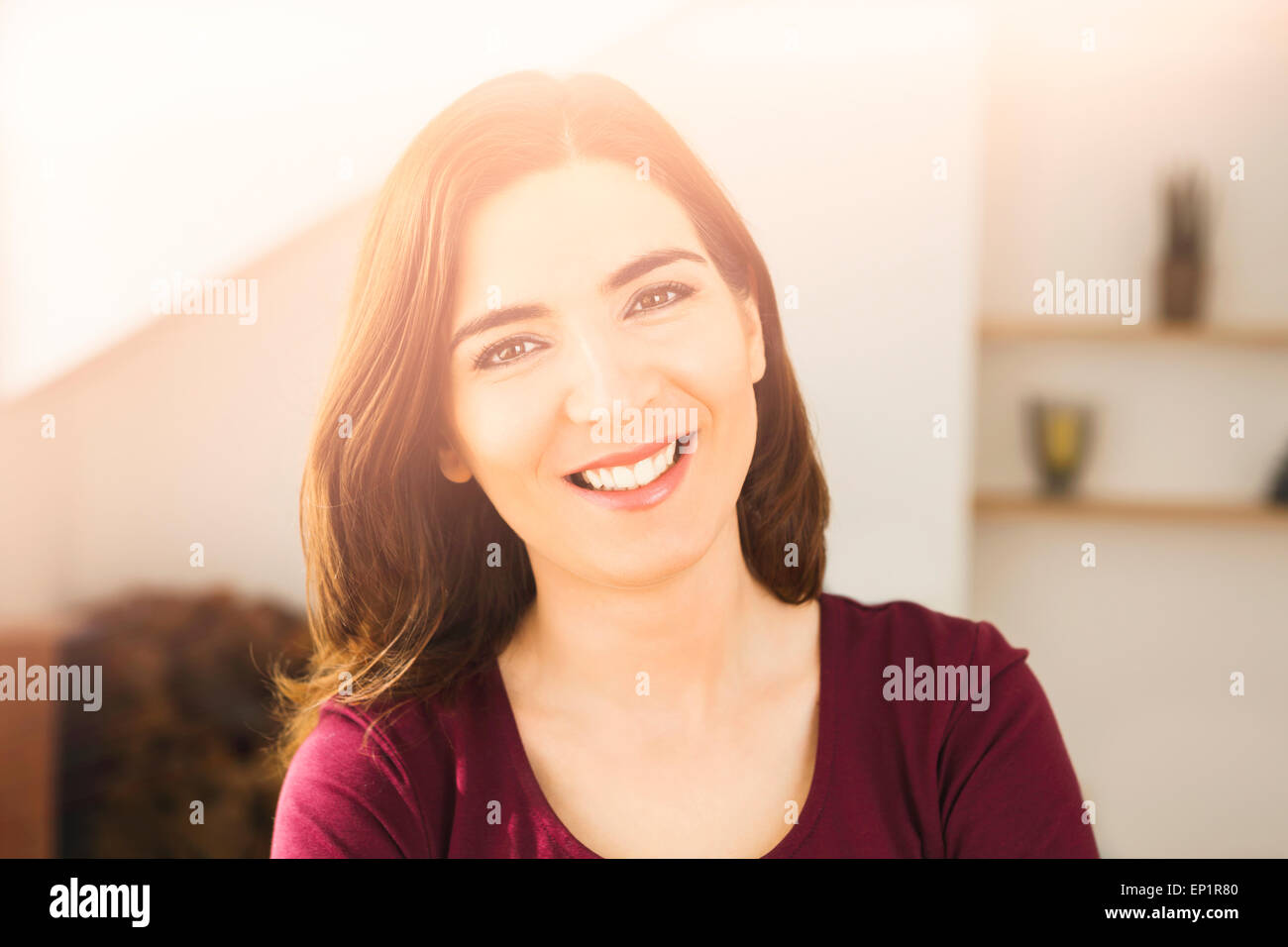 Porttrait of a beautiful woman smiling Stock Photo