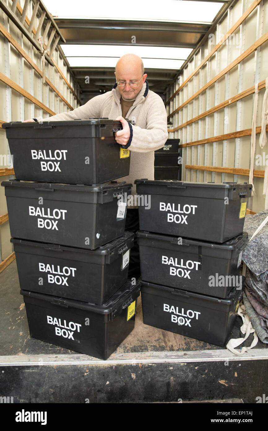 Ballot boxes being delivered to Sheldon Heath community centre ready for voting in the General Election Stock Photo