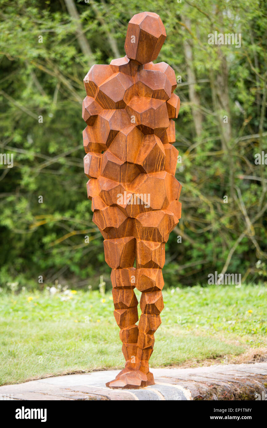 A new sculpture by the artist and sculptor Sir Antony Gormley has been unveiled on a Warwickshire canal in Lowsonford. Stock Photo