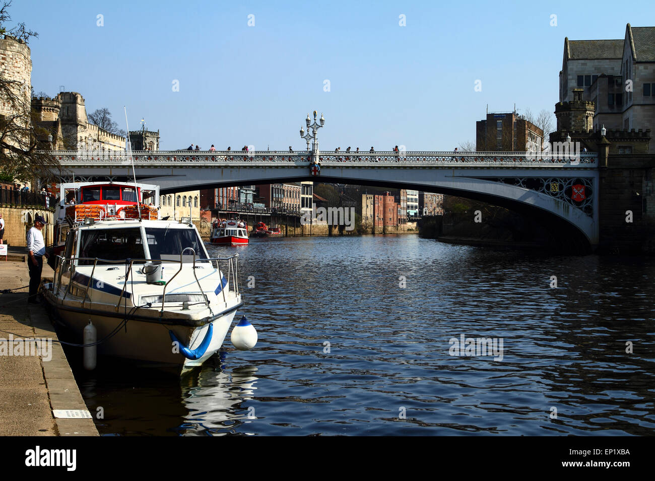 Sightseeing boat on the River Ouse at York, England Stock Photo
