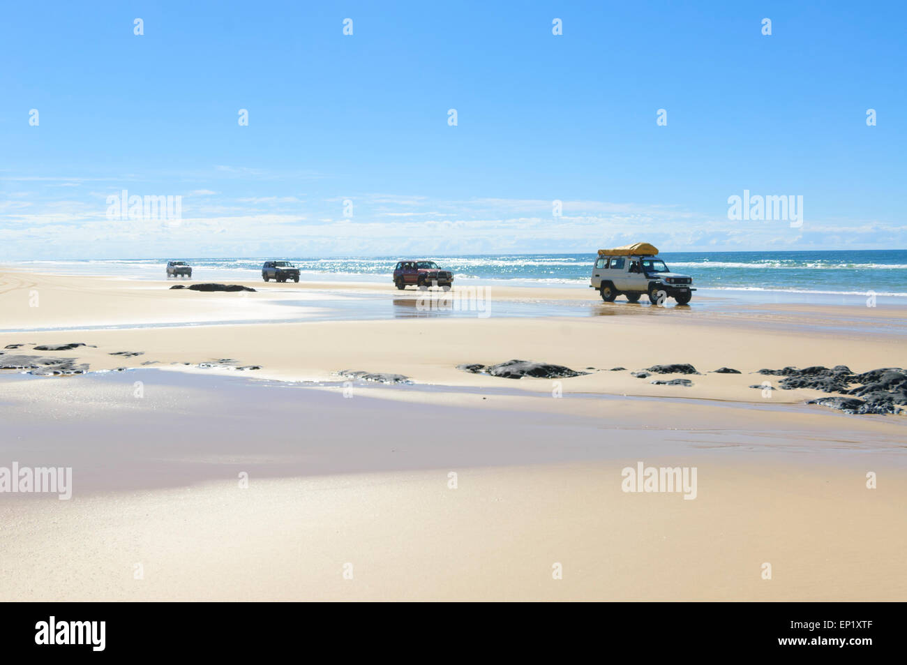 Beach Driving, Fraser Island, Queensland, QLD, Australia Stock Photo