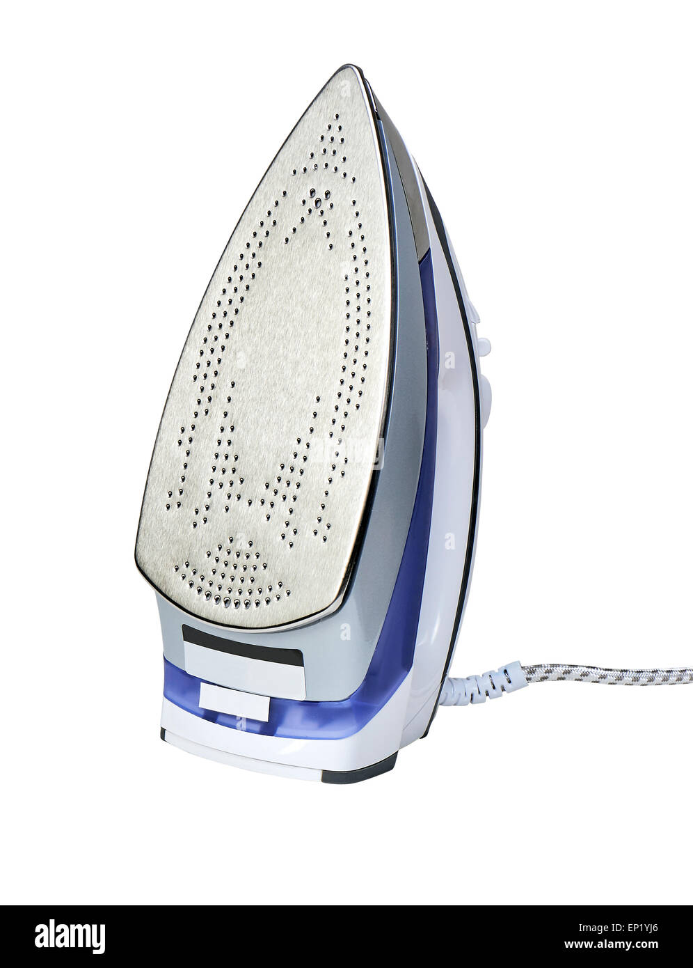 Preparing to steam iron for smooth out the wrinkles isolated on white