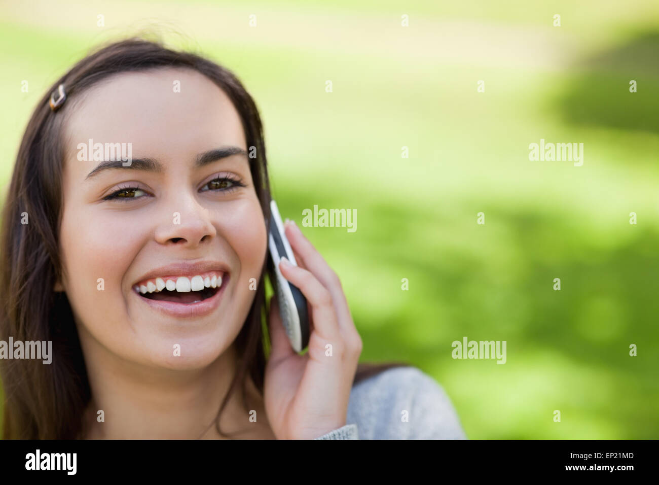 Woman and rear view and phone call hi-res stock photography and images ...
