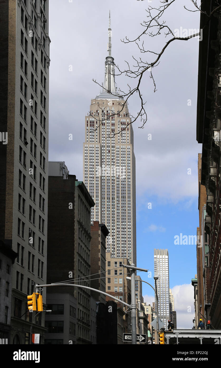 United States. New York City. Lower Manhattan. 5th Avenue. Empire State Building. Stock Photo