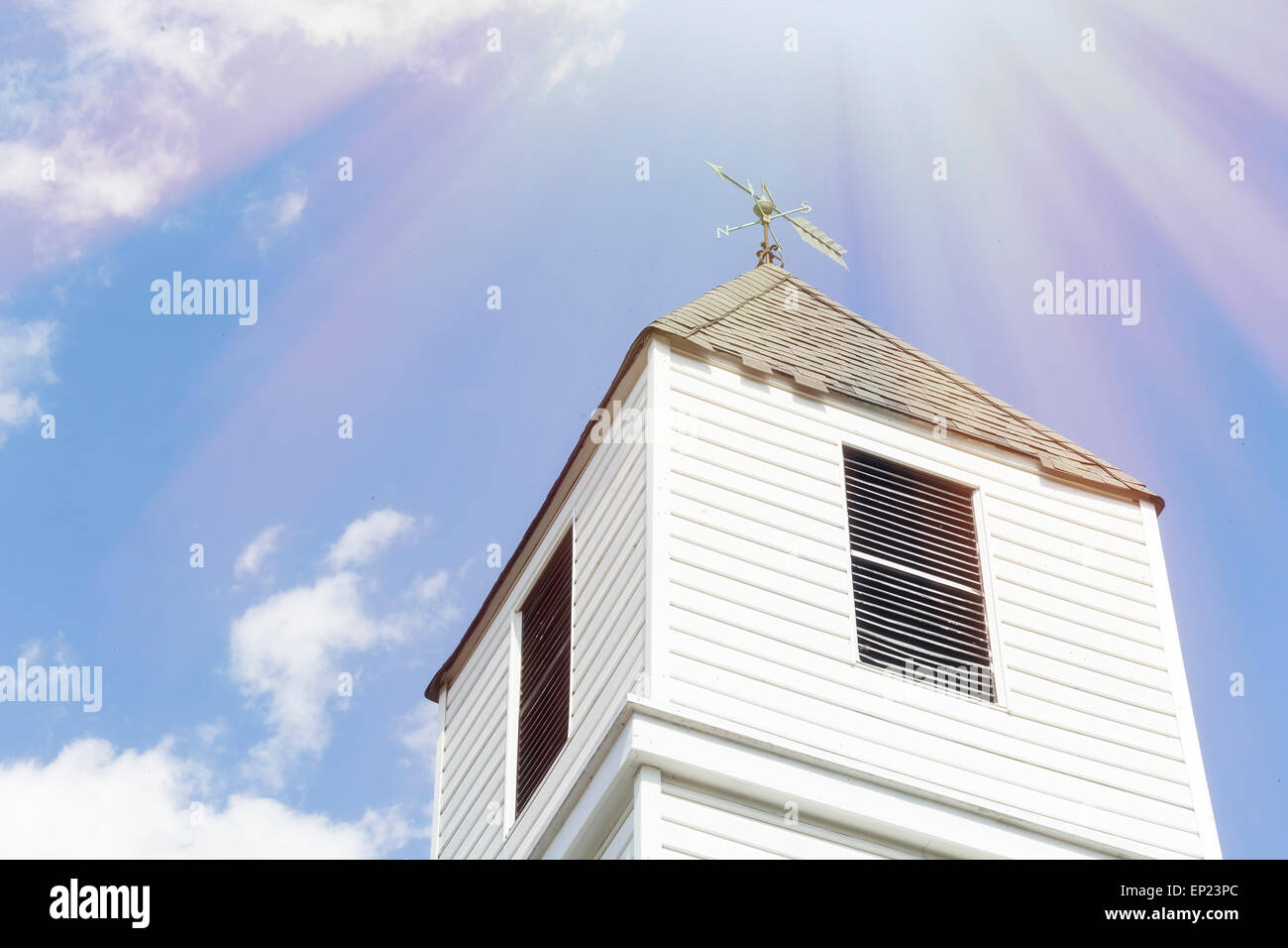 Old church steeple on a perfect beautiful sunny day Stock Photo - Alamy