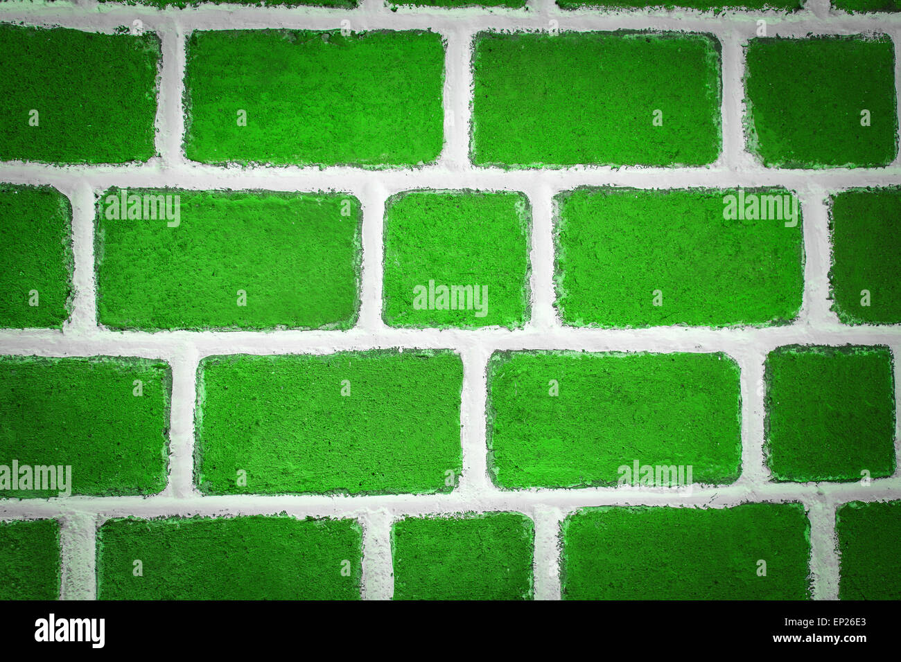 Green brick wall background, closeup Stock Photo Alamy