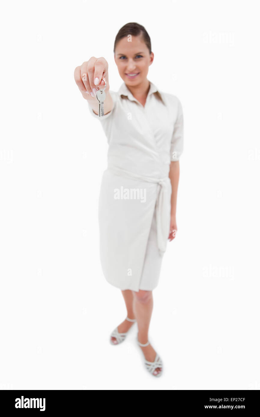 Portrait of a real estate agent holding keys Stock Photo - Alamy