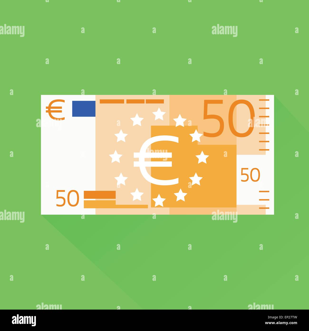 Euro Banknote Flat Design with Shadow Vector Stock Vector