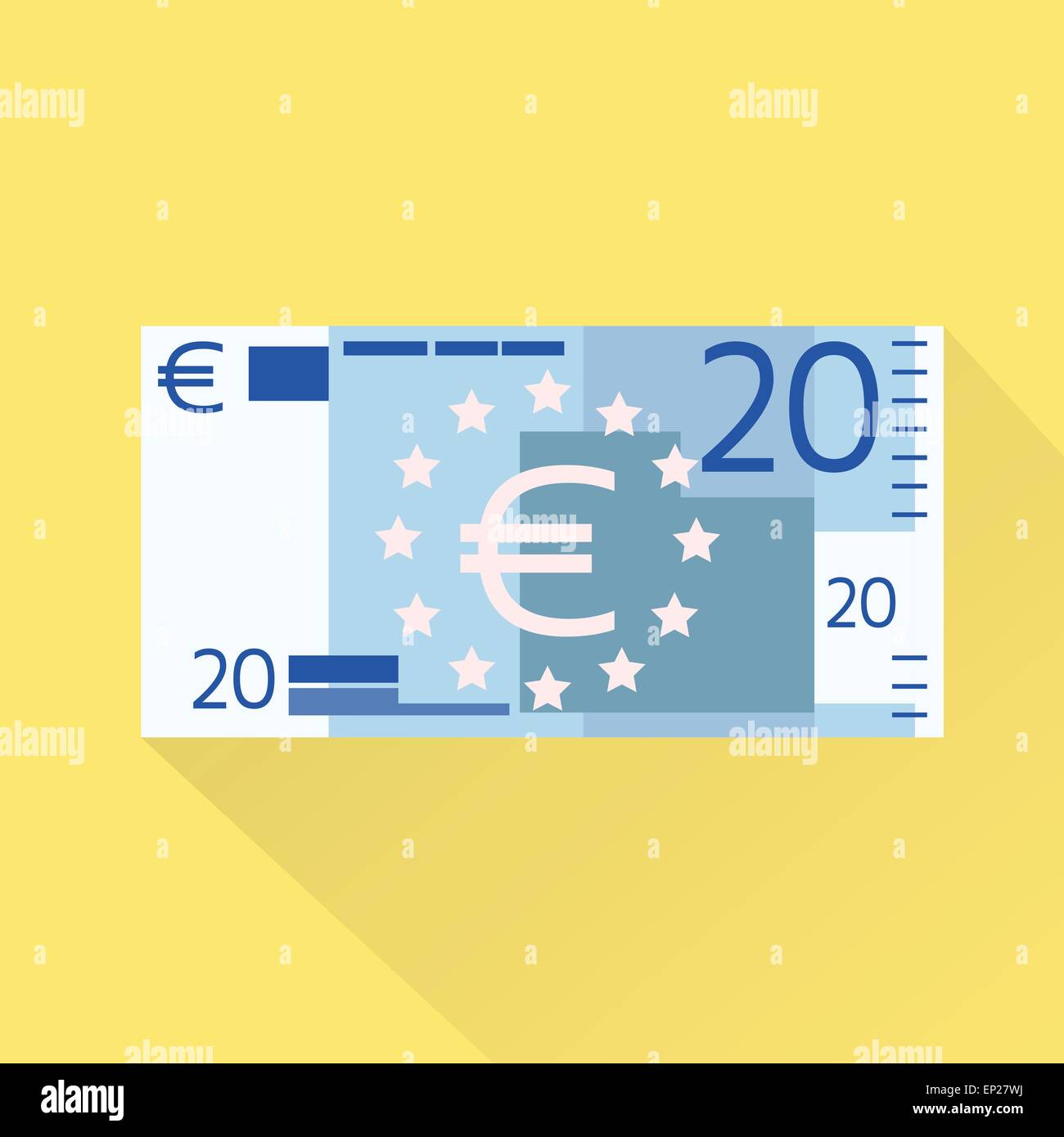 Euro Banknote Flat Design with Shadow Vector Stock Vector