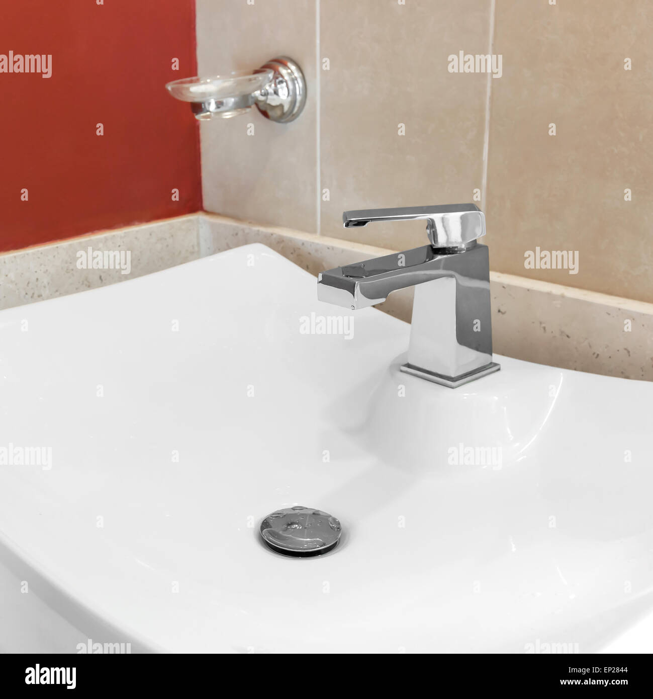 Faucet in bathroom, closeup Stock Photo Alamy