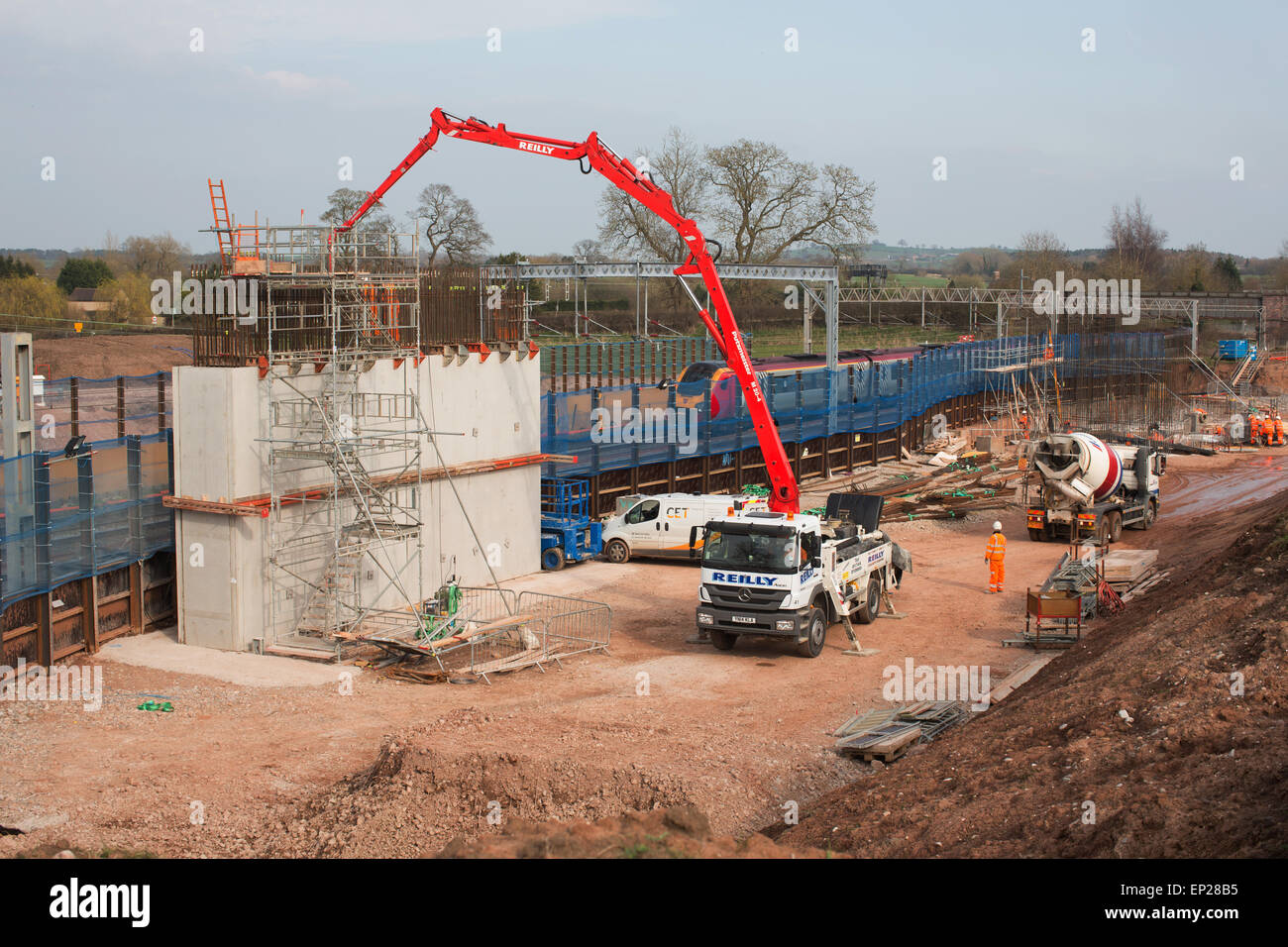 Norton Bridge Junction railway construction work Stock Photo