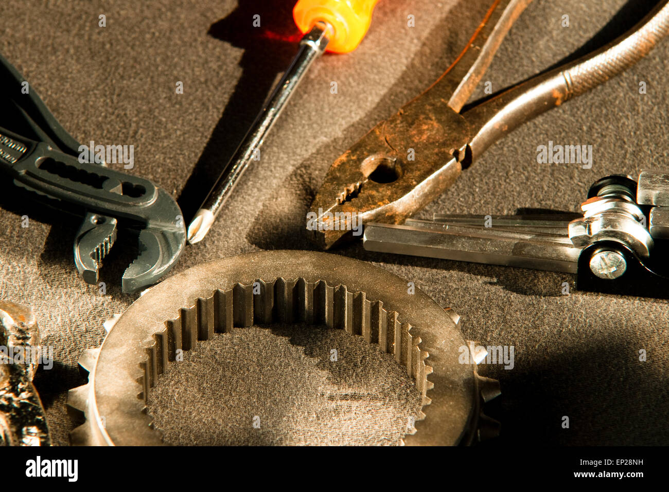 instruments and tools for working on mechanical parts Stock Photo Alamy