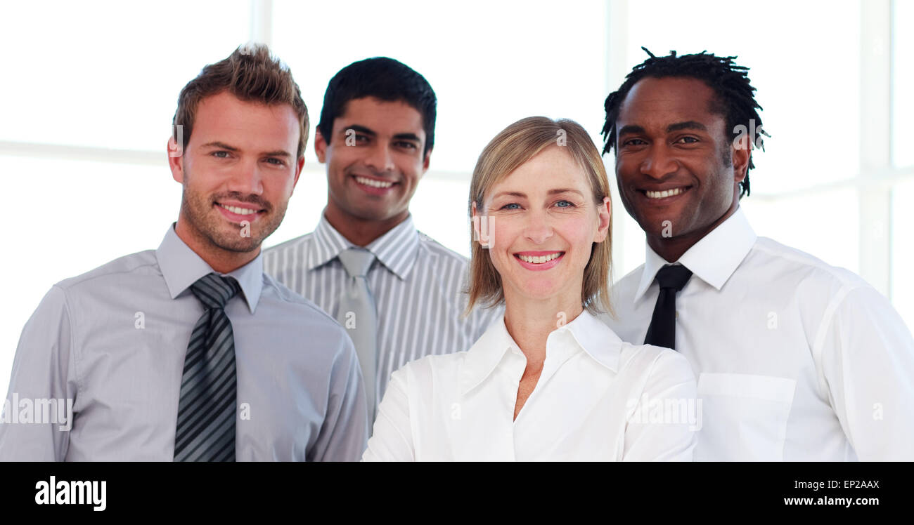 Portrait of a business team smiling at the camera Stock Photo - Alamy