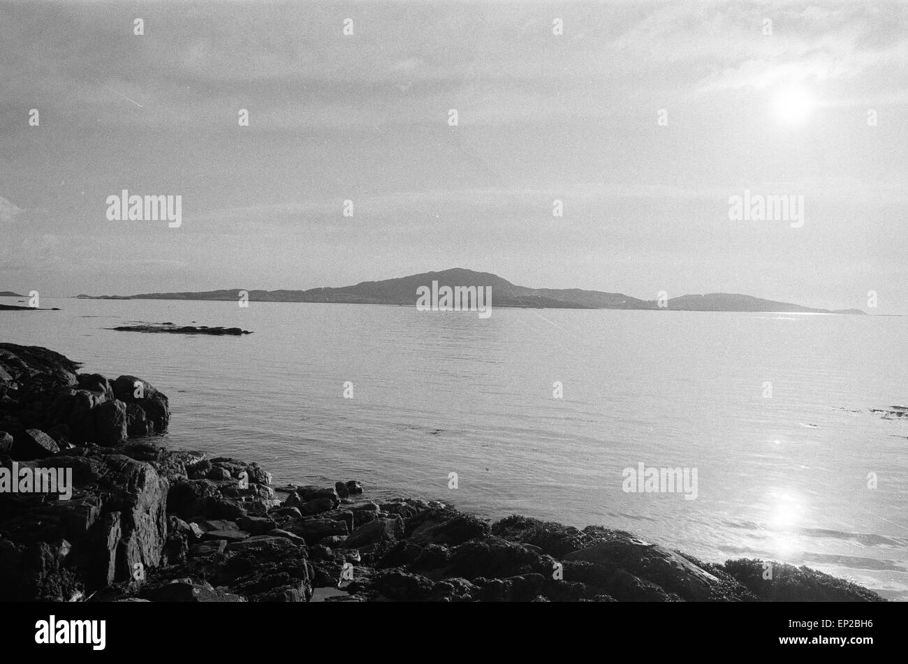 View looking out from Eriskay, Island in the Outer Hebrides. 5th february 1988 Stock Photo