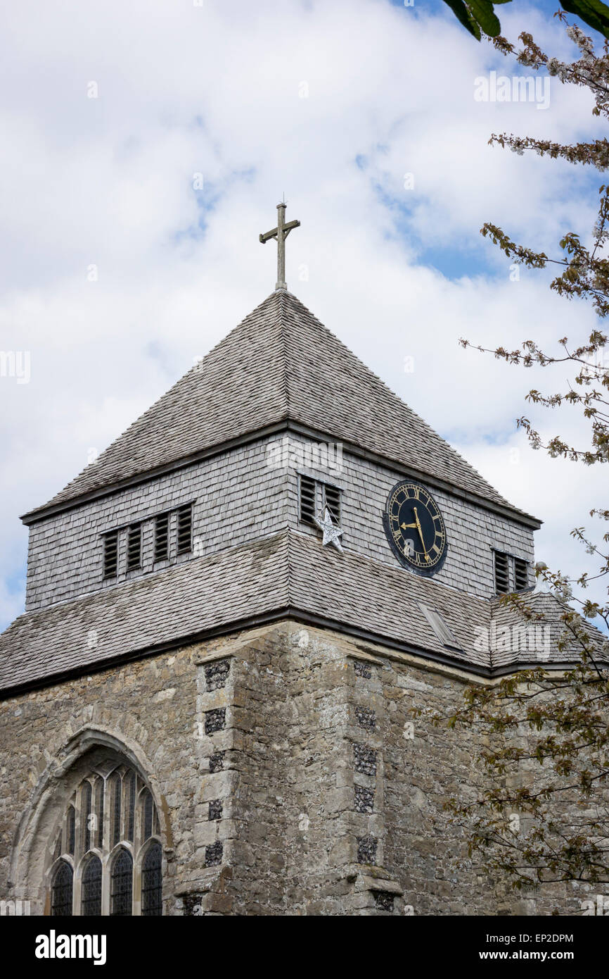 Tower of Minster Abbey on the Isle of Sheppey, Kent Stock Photo Alamy