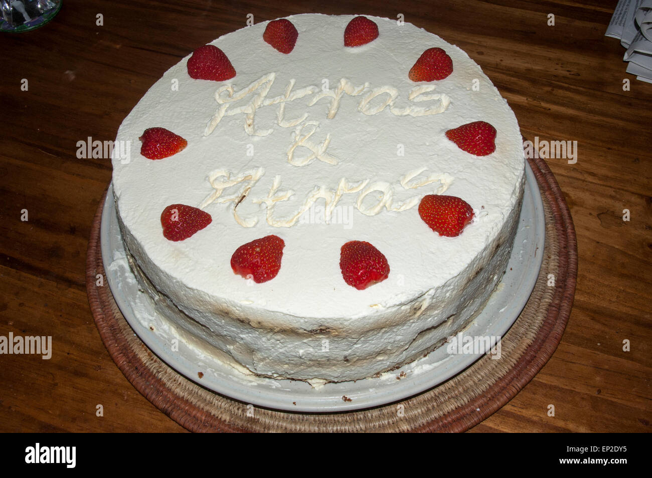 Home made cakes with decorative ornamenting elements.  Eine selbstgebackene Torte  mit einer netten Verzierung. Stock Photo