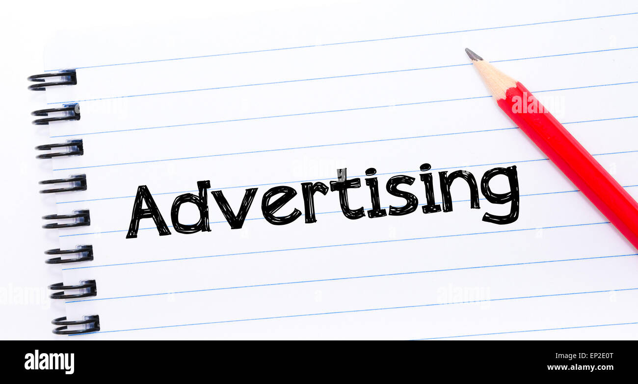 Notebook Written Advertisement Advertising Text written on notebook page, red pencil on the right ...
