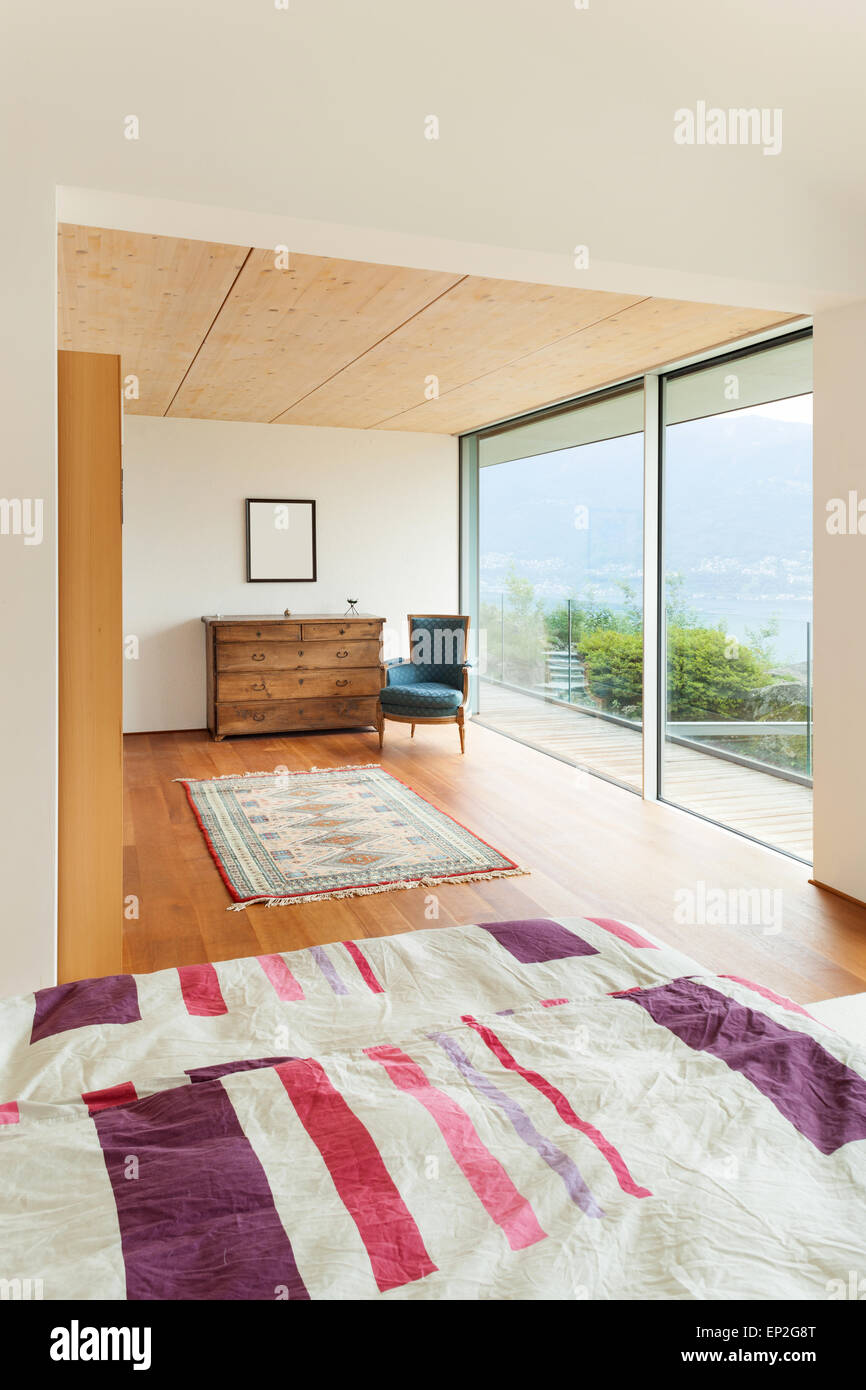 mountain house, modern architecture, interior, bedroom Stock Photo - Alamy