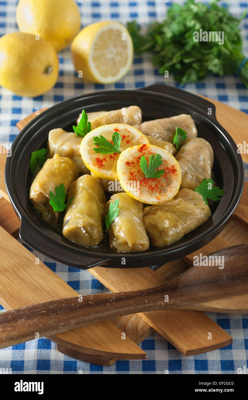 Sarma. Stuffed cabbage leaves. Turkish Balkan food Stock Photo