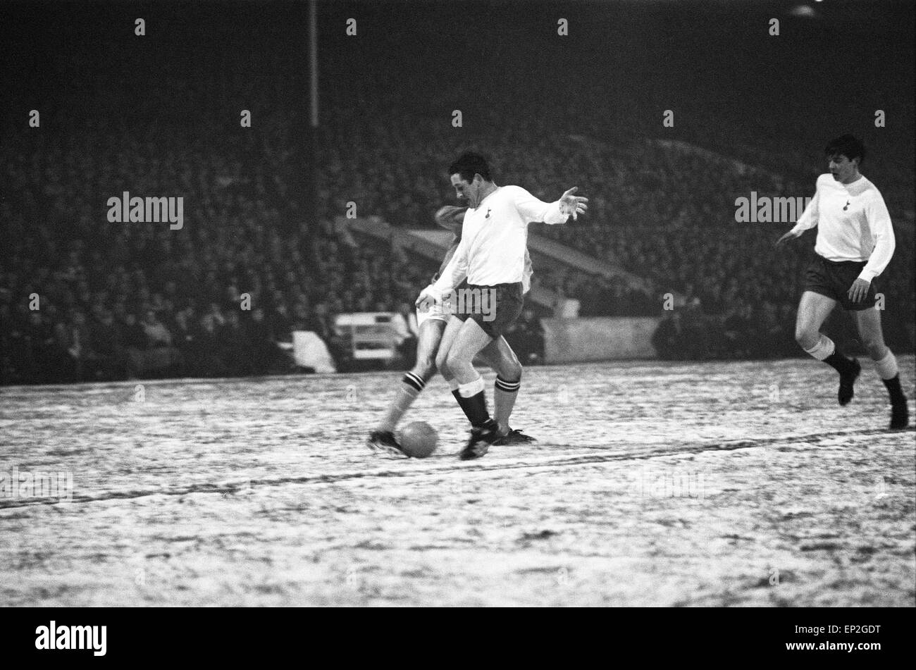 Manchester City v Tottenham Hotspur league match at Maine Road, Saturday 9th December 1967. Final score: Manchester City 4-1 Tottenham Stock Photo