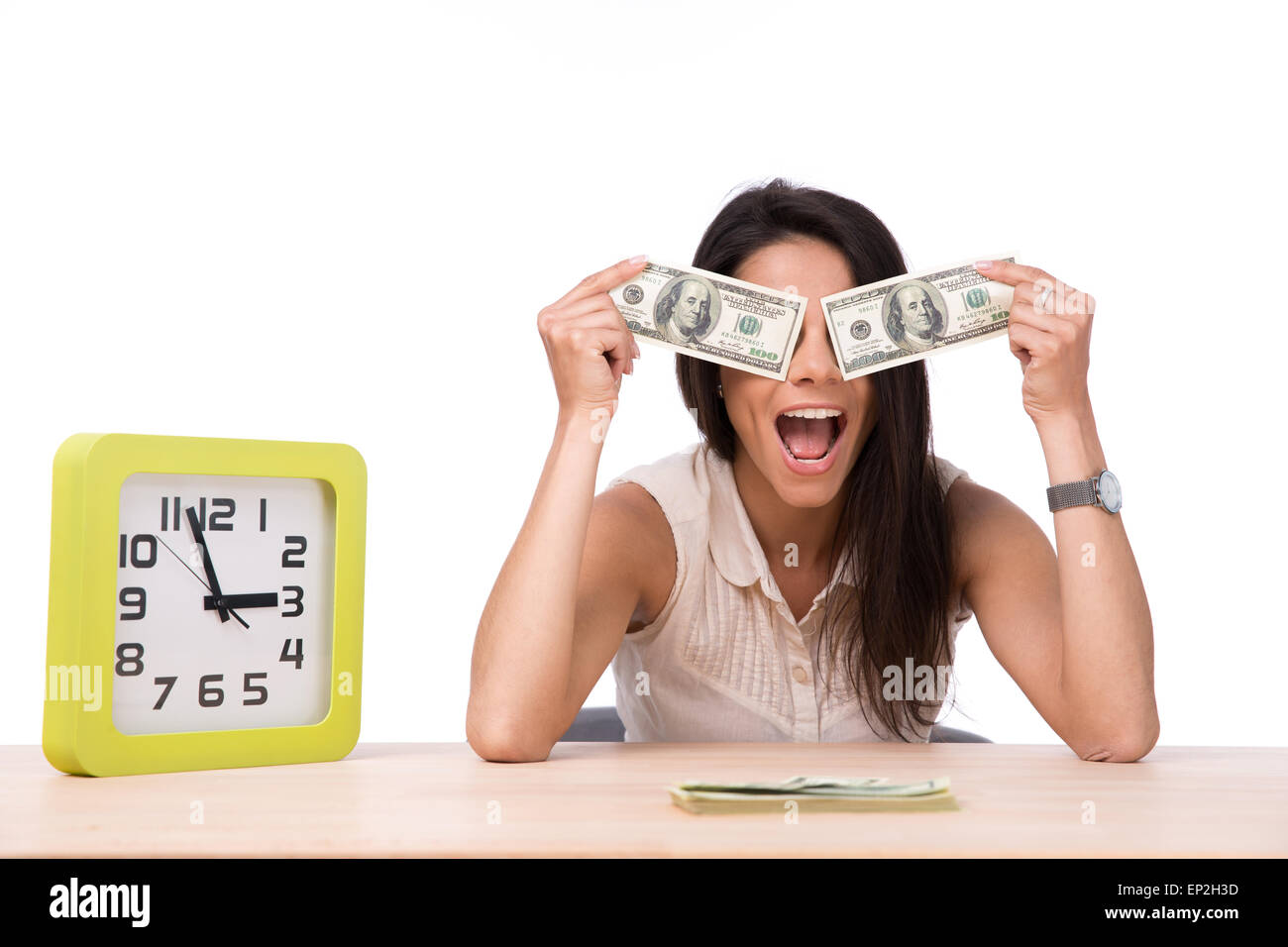 Laughing businesswoman dollar cash money hi-res stock photography and ...