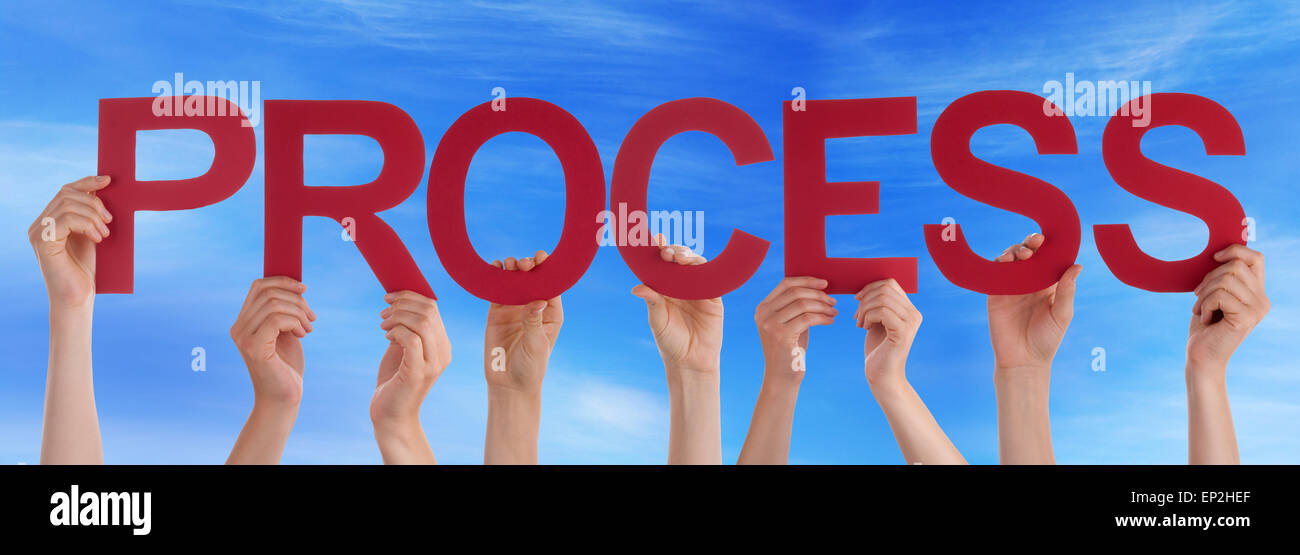 People Hol Red Straight Word Process Blue Sky Stock Photo - Alamy