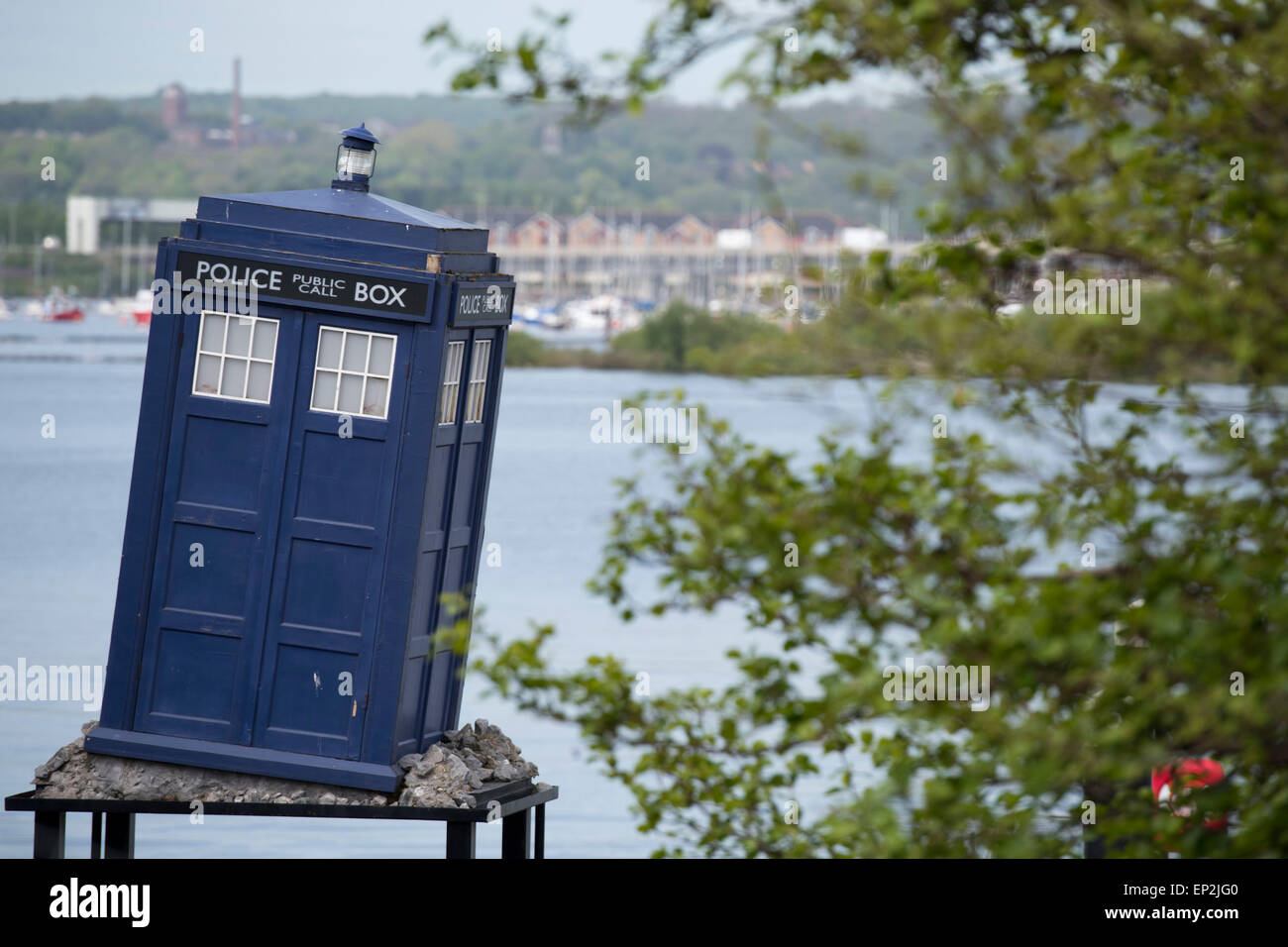 A Tardis near the Doctor Who Experience at Cardiff Bay, Wales. Stock Photo