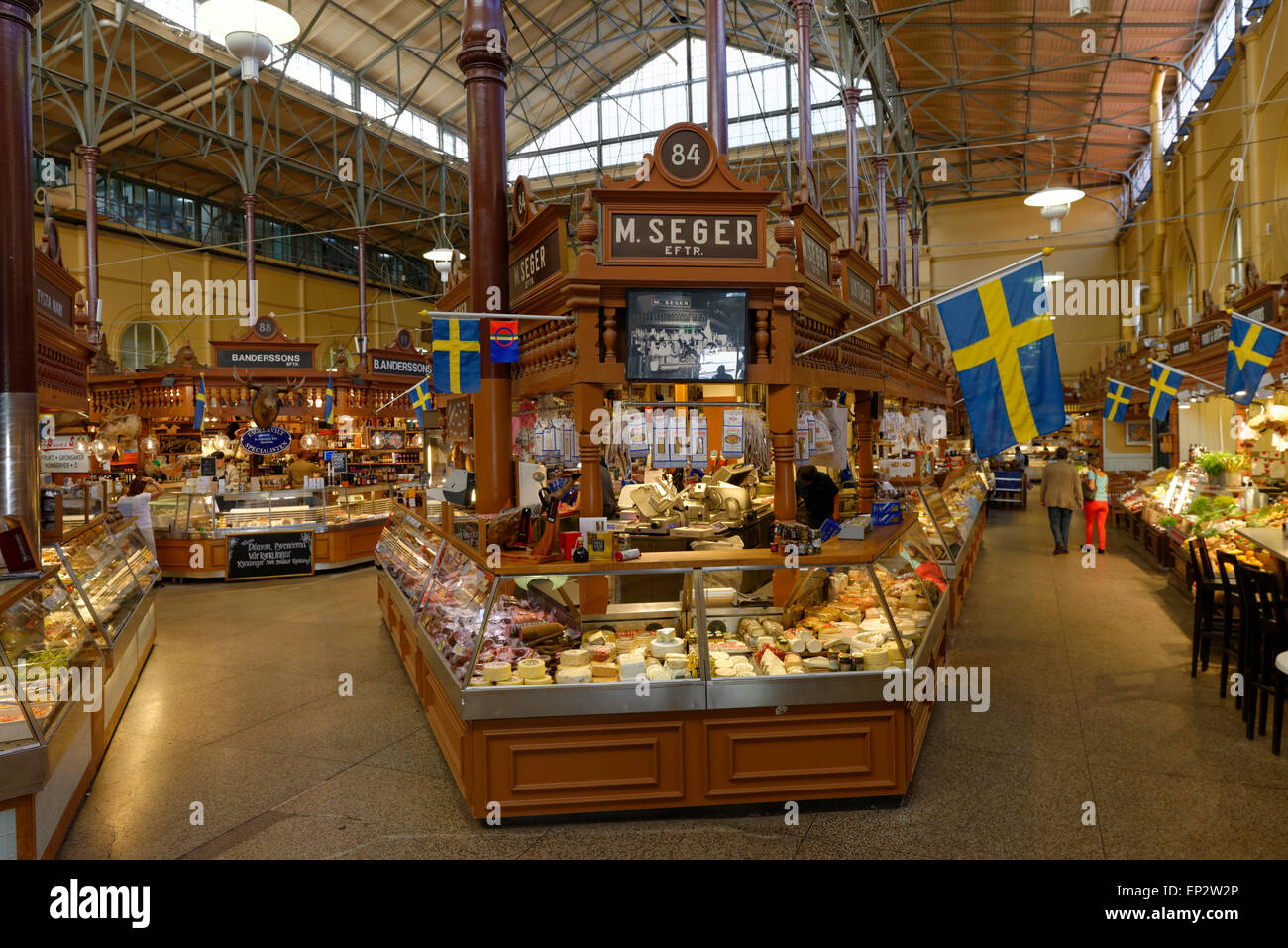 Sweden, Stockholm, Oestermalm, Market hall Saluhall in Nybrogatan Stock ...
