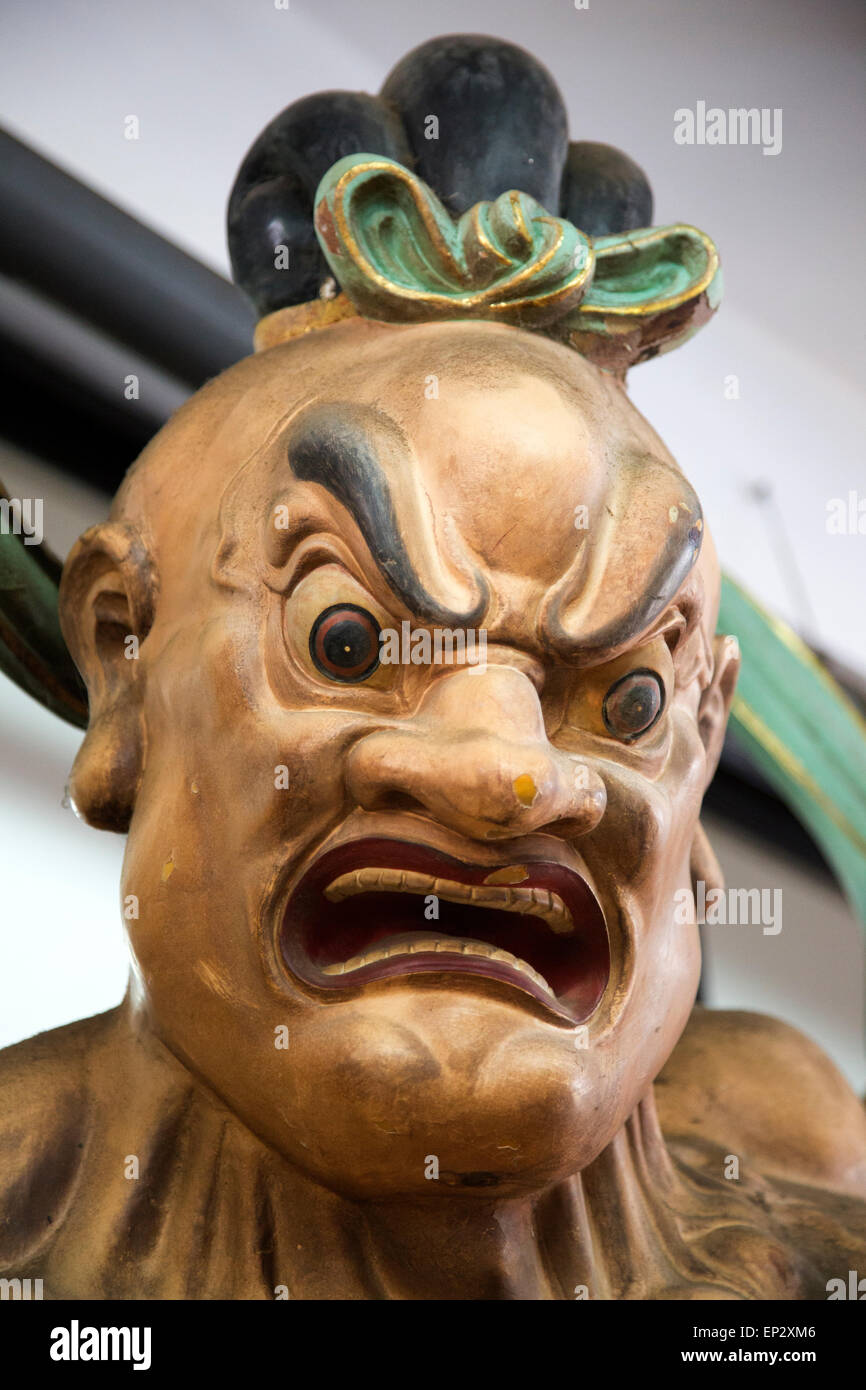 Close up of angry Buddha face Gangaramaya Buddhist Temple, Colombo, Sri Lanka, Asia Stock Photo