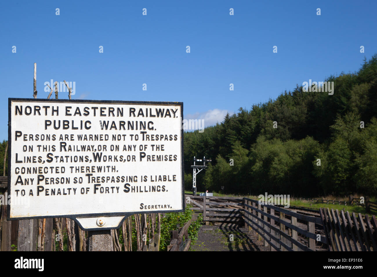 An old sign at Levisham station on the North Yorkshire Moors Railway. Stock Photo