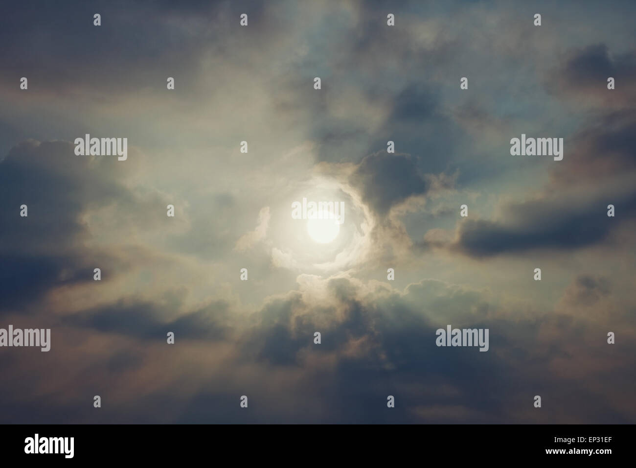 Sky with cumulus clouds and a bright sun Stock Photo - Alamy