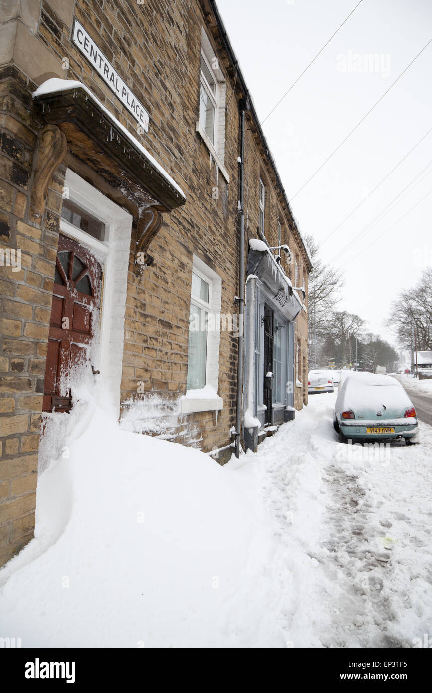 A door blocked by snow in Clayton, Bradford, UK Stock Photo Alamy