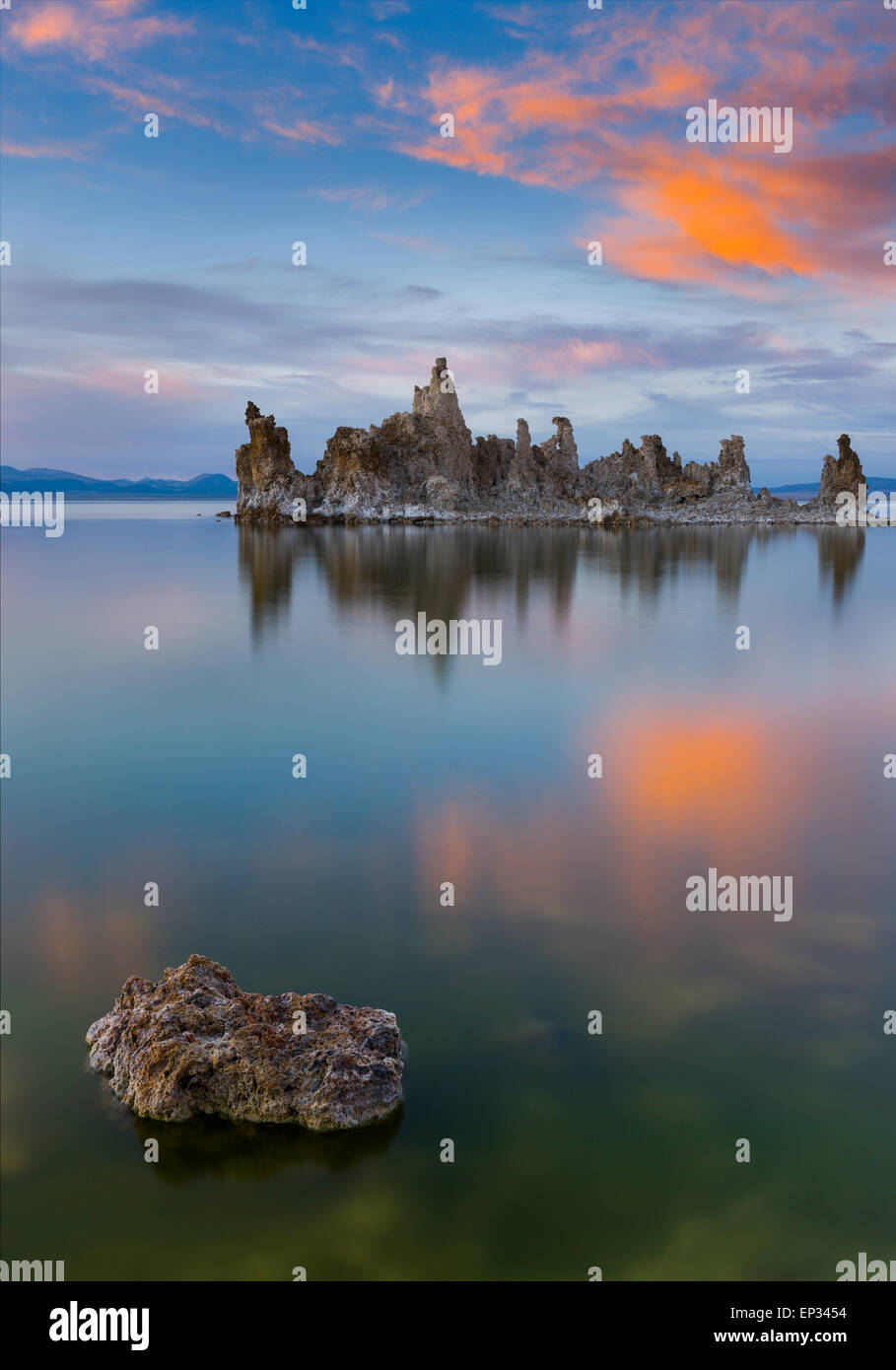 Unique tufa formations at California's Mono Lake at the foot of the Eastern Sierra's, USA. Stock Photo