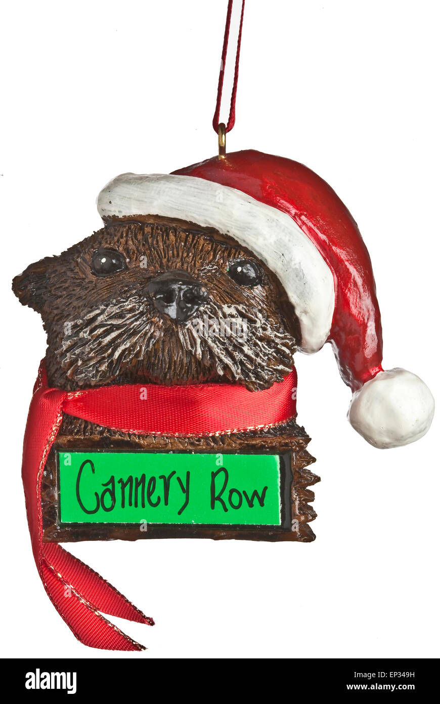 Sea otter in santa hat christmas ornament Stock Photo Alamy