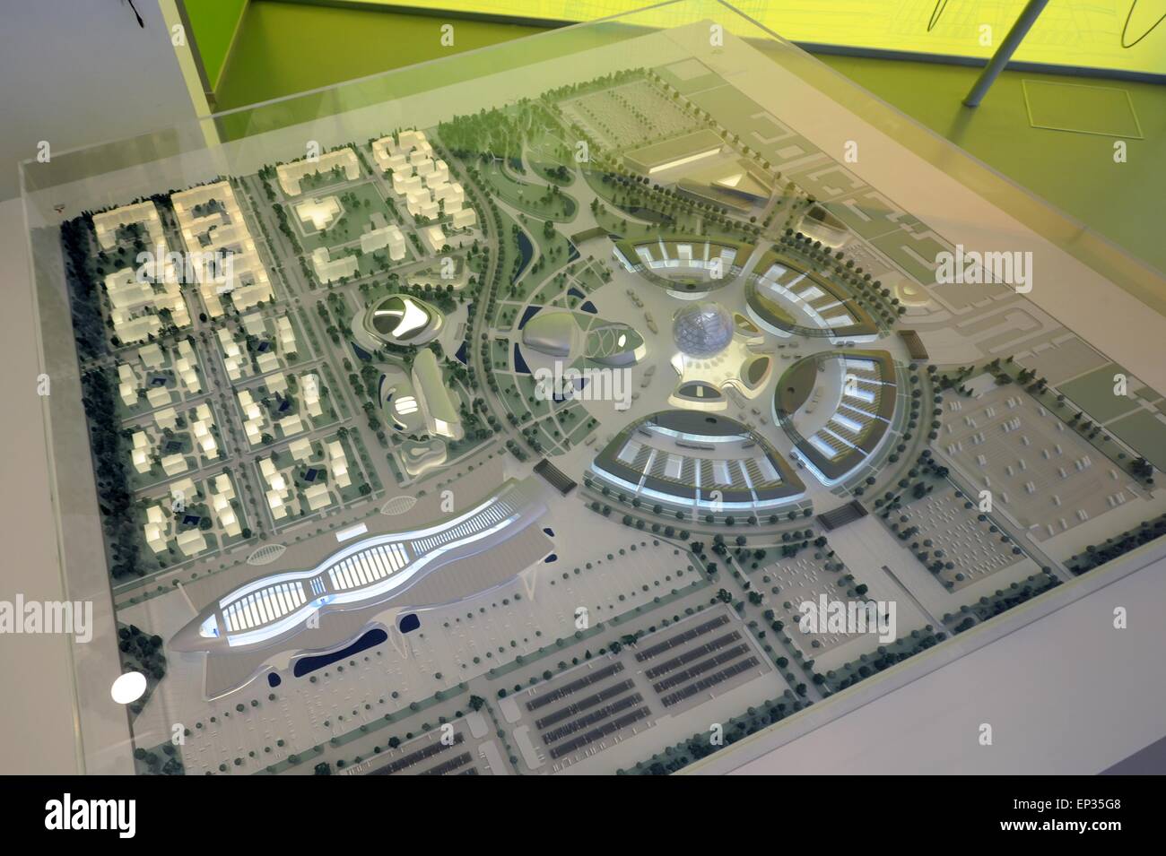 Milan, the World Exhibition Expo 2015, pavilion of Kazakhstan, architectural model of site for Expo 2017 in the capital Astana Stock Photo