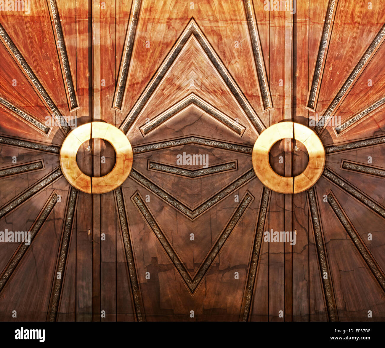 Art Deco wooden door background Stock Photo
