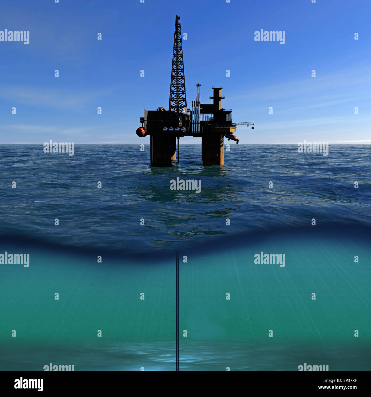Oil platform on sea and blue sky Stock Photo Alamy