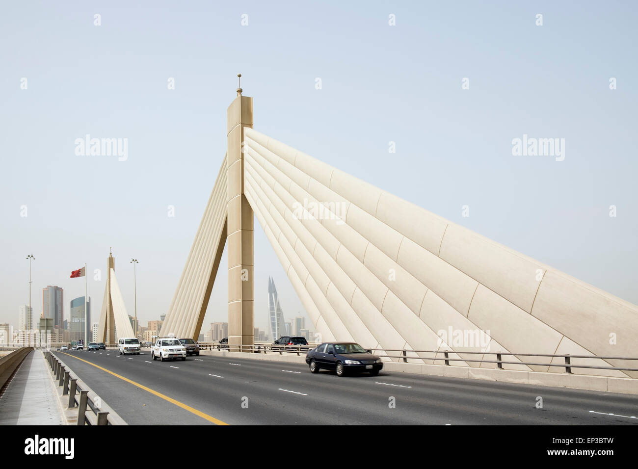 Sheikh Isa bin Salman Causeway Bridge, linking  Manama and Muharraq Island in Kingdom of Bahrain Stock Photo