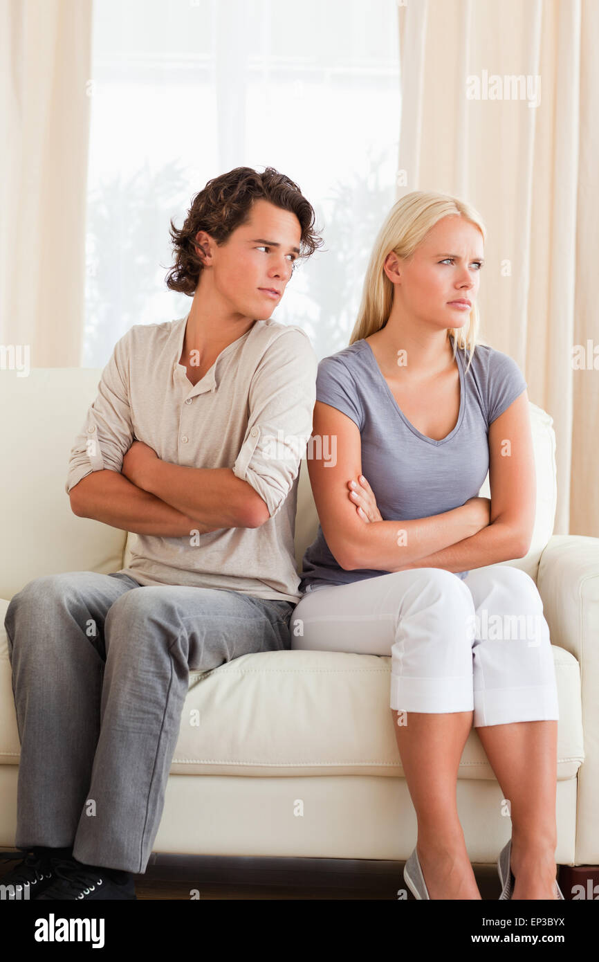 Portrait of a young couple after an argument Stock Photo - Alamy