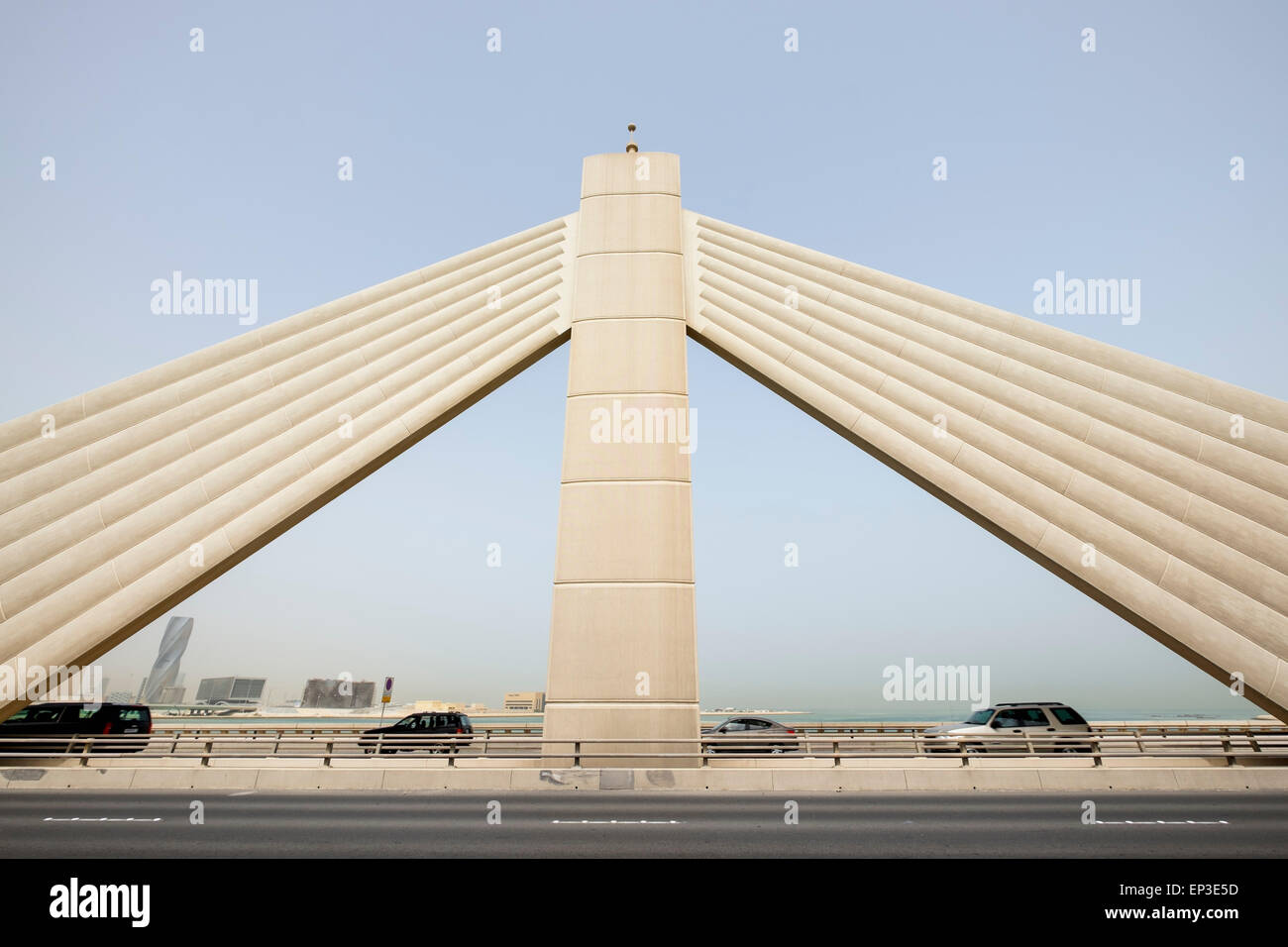 Sheikh Isa bin Salman Causeway Bridge, linking  Manama and Muharraq Island in Kingdom of Bahrain Stock Photo