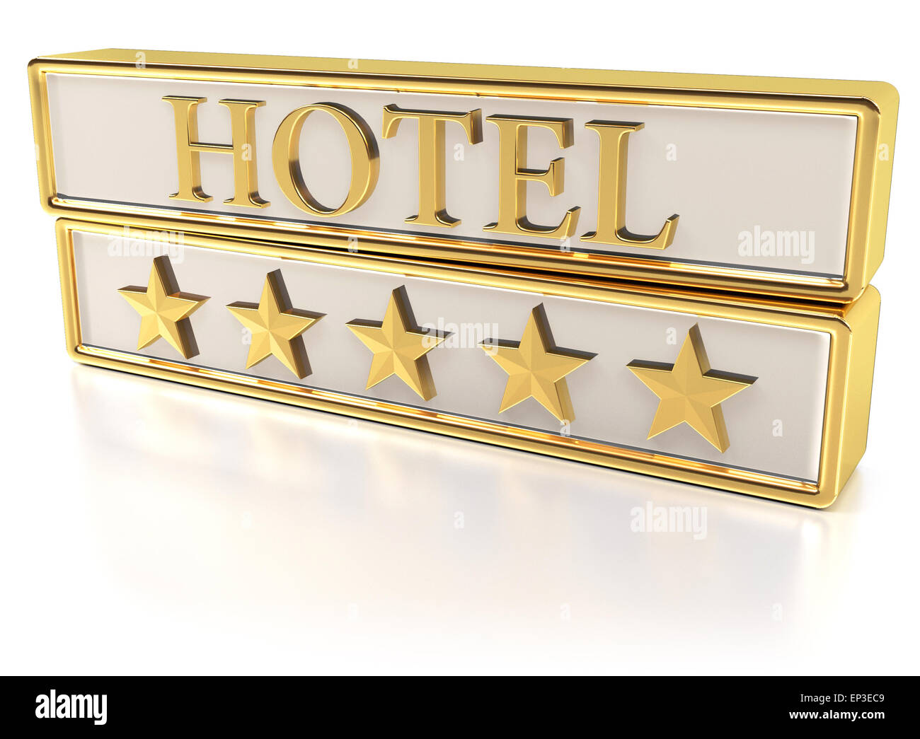 Hotel - Five gold stars - 3D Render Stock Photo