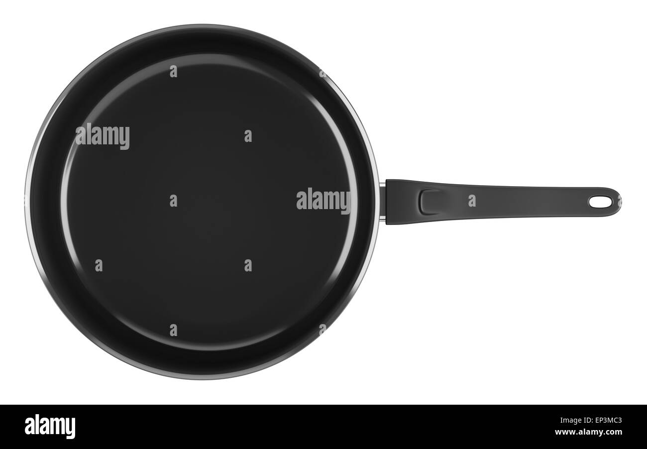 top view of single black cooking pot isolated Stock Photo
