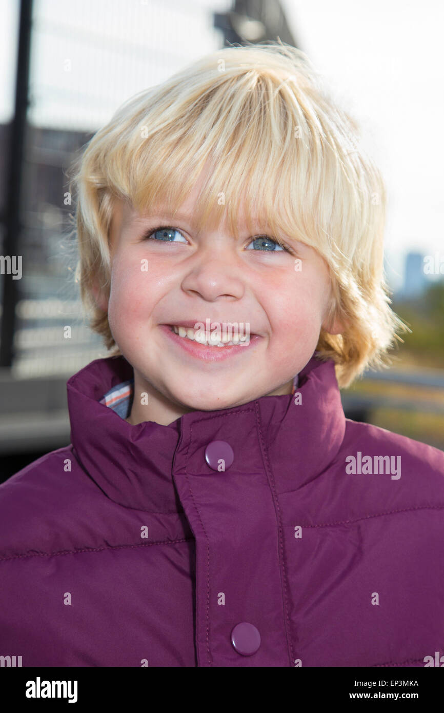 Adorable Blond Boy Portrait Stock Photo