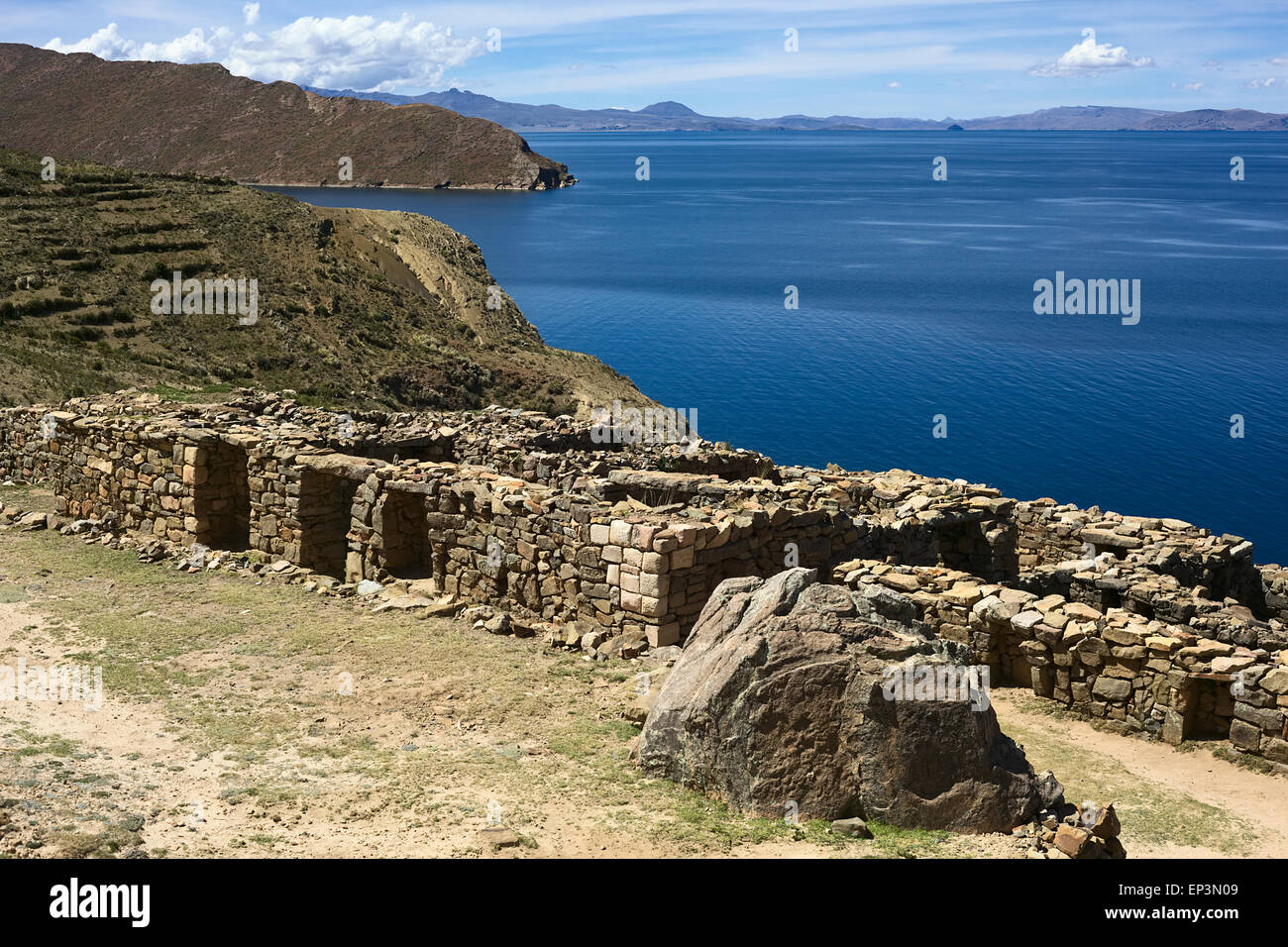 Ruins Of Chinkana Of Tiwanaku Inca Origin On Isla Del Sol A Popular